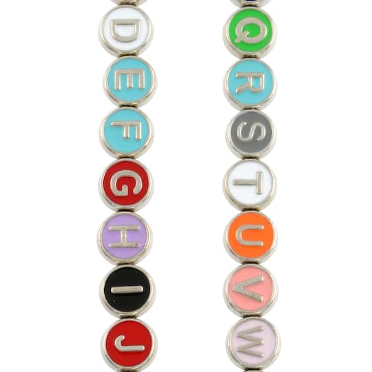 12 Packs: 26 ct. (312 total) Multicolor &#x26; Rhodium Alphabet Disc Beads, 8mm by Bead Landing&#x2122;